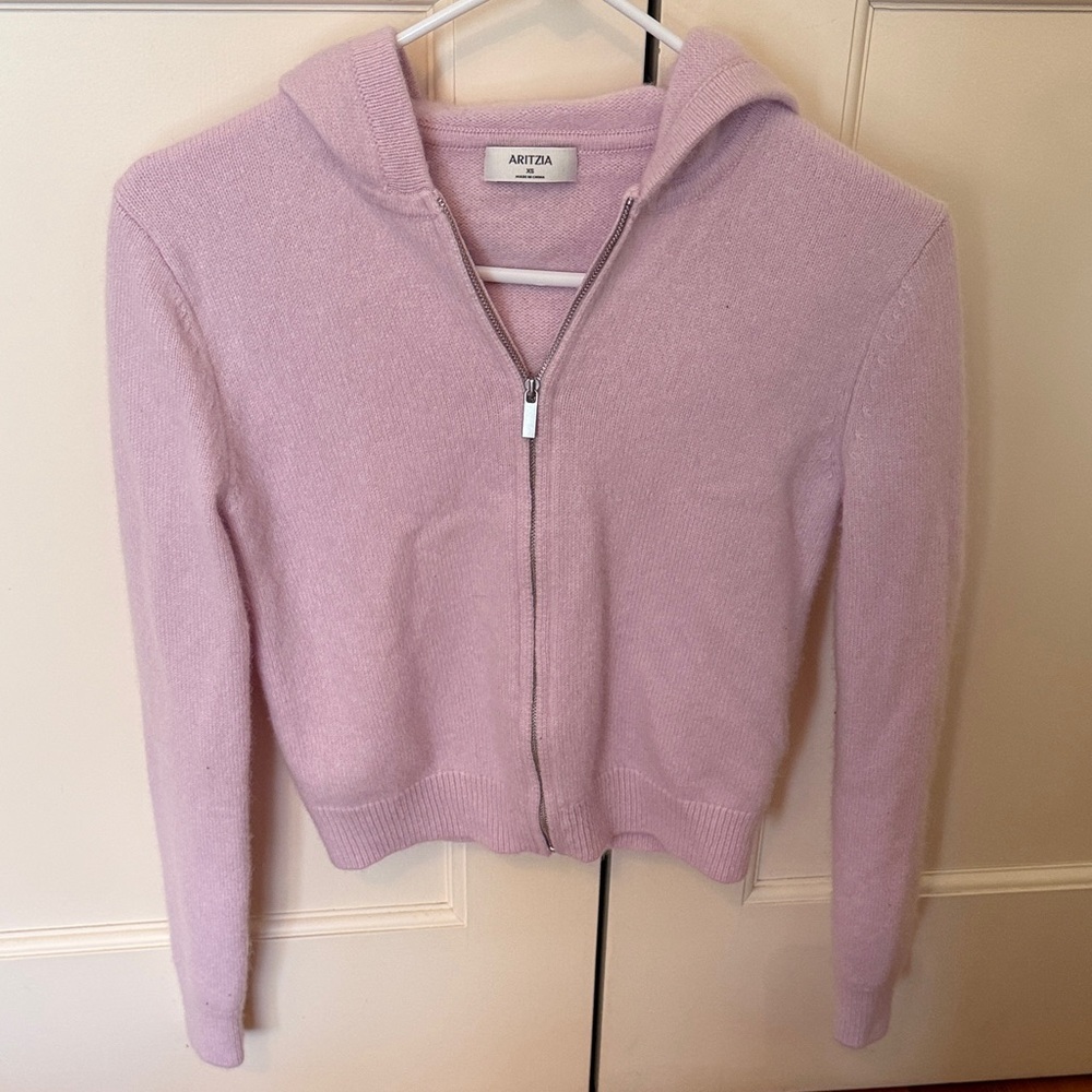 Aritzia Cashmere Women's Pink Full Zip Hoodie Sweater XS